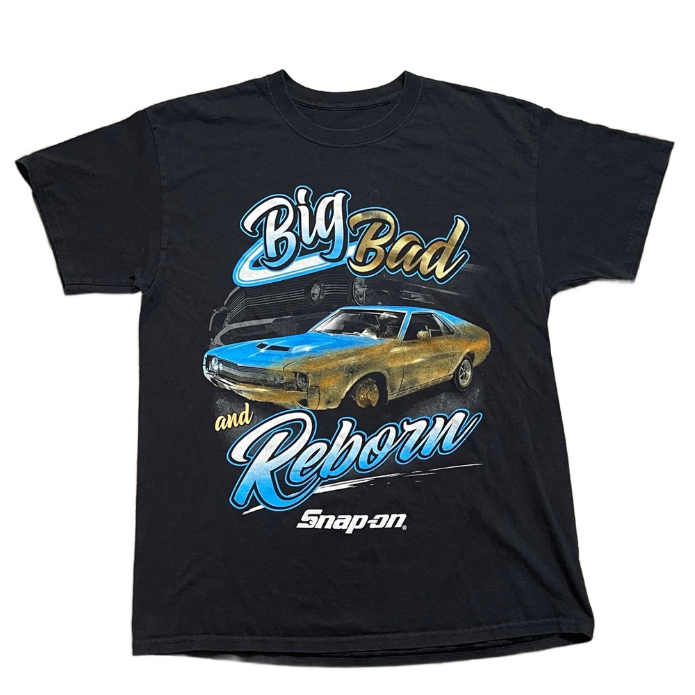 Snap On Big Bag & Reborn Classic Car T Shirt Black